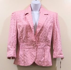 Pink Eyelet Blazer Jacket